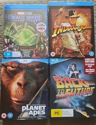 $80 • Buy Blu Ray Bulk Lot Box Set Marvel Back To The Future Indiana Jones Planet Of Apes