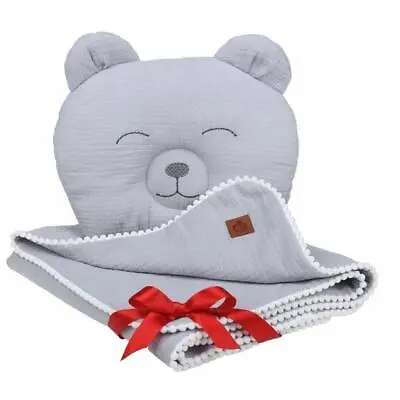 Baby Muslin Blanket Breathable Swaddle Wrap Newborn Teddy Grey • £23.99