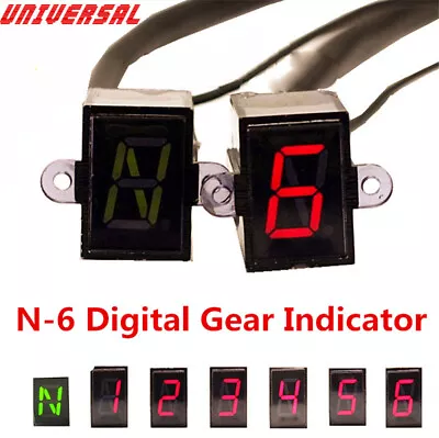 6 Speed N-6 Digital Gear Indicator Motorcycle Refit LED Gear Display Universal • $20.57