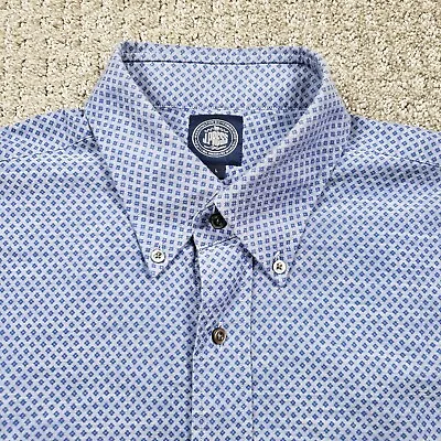 J PRESS Shirt Mens Large Blue Long Sleeve Button Down Printed Patterned AOP • $41.99