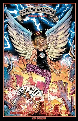 Foo Fighters Taylor Hawkins Tribute Concert Poster Signed By Scott James Limited • $35