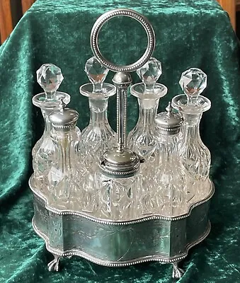 Silver Plate & Cut Glass 7 Piece Cruet / Condiment Set . Martin Hall & Co 1854 • $82.09