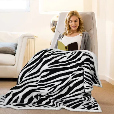 Zebra Soft Fleece Throw Blanket For Couch Sofa Bed Chair Lightweight Microfiber • $16.99