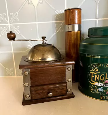 Vintage Hand Crank Timber Coffee Bean Grinder Retro C1950's • $65