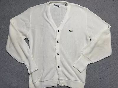 Vintage Izod Lacoste Cardigan Sweater Off White Size XL Long Sleeve • $36.24