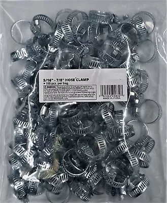 100-pc 5/16  - 7/8  Adjustable Stainless Steel Drive Hose Clamps • $27.95