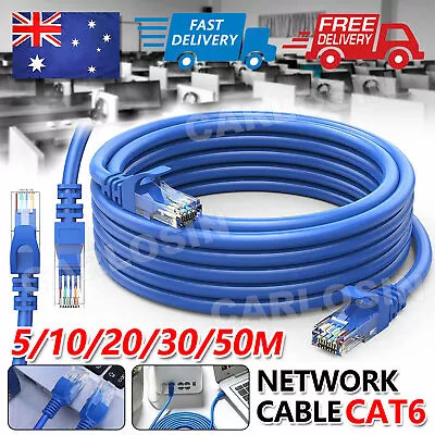 5m 10m 20m 30m 50m 100m Cat6 Network Ethernet Cable Lan Cables 100M/1000Mbps AU • $13.85