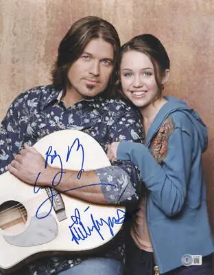 Miley Cyrus Billy Ray Cyrus Signed 11x14 Photo Hannah Montana Autograph Beckett  • $1500