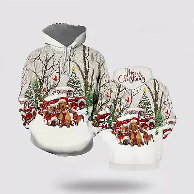 Dachshund Dog Merry Christmas 3D All Over Print Hoodie - Gift For Dog Lover • $26.14