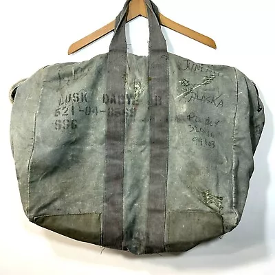 Vtg USAF Military Kit Bag Aviator Pilot Flyer Cotton Canvas Duffle DISTRESSED • $120