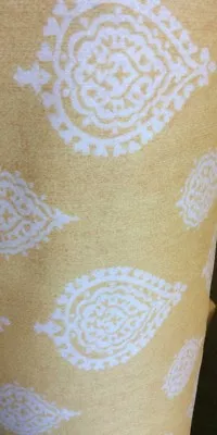 £119.99 • Buy YELLOW CURTAIN FABRIC 10m Gold Ecru “Fleur De Leys” Morada Cotton Printed Lys