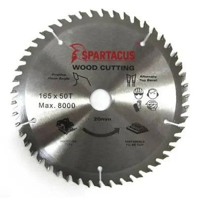 Spartacus Wood Cutting Plunge Saw Blade 165 Mm X 50 Teeth X 20mm Makita DSS611 • £14.99