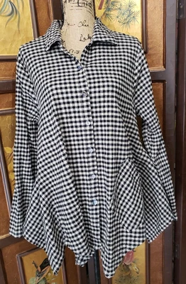 $22.99 • Buy Mill Valley Clothing Co Vagabond Shirt Button Front Tunic Black Gingham Large