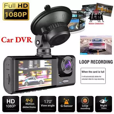 Night Vision 1080P Dual Lens Car DVR Front & Rear Camera Video Dash Cam Recorder • £17.85