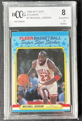 1988-89 Michael Jordan Fleer Sticker Beckett Card #7 • $1.25