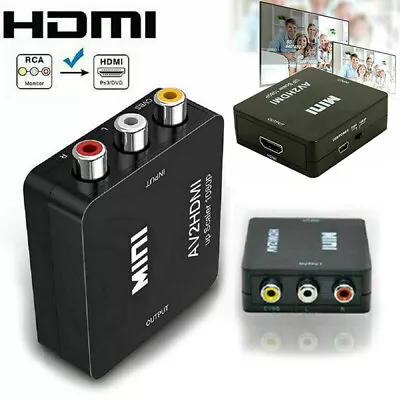 RCA CVBS AV To HDMI 1080P Video Audio Composite Converter Mini Adapter HDTV/DVD • $8.96