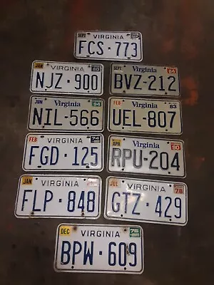 Lot Of 10 Vintage Virginia License Plates Man Cave Free Priority Shipping!  • $39.50