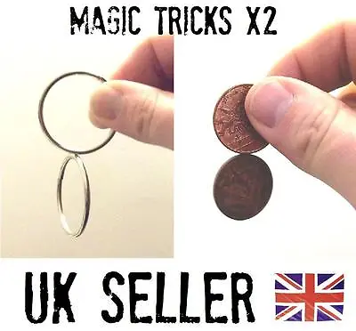 Cling Rings & Spinning Coins (2xtricks) Close Up Magic Trick.-easy To Do • £2.25