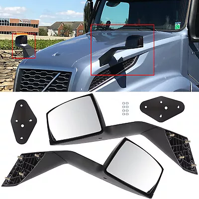 Fit For 2004-2017 Volvo Vnl Truck Mirror Mounting Plate Hood Black 2Pcs • $69.42