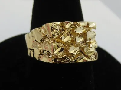 Size 56789101112 13 Mens 14 Kt Gold Ep Nugget Squared Off Ring Style 1 • $13.18