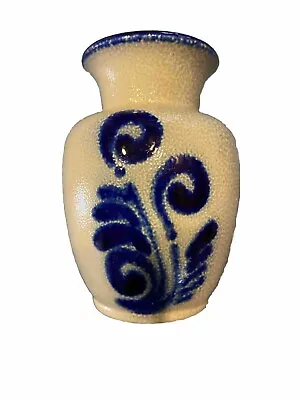 Vintage Goebel Merkelbach Salt Glazed Cobalt Blue Pottery  Vase 4” • $11