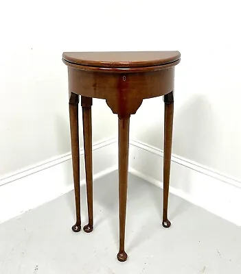 Antique 19th Century Walnut Georgian Petite Demilune To Round Flip Top Table • $695