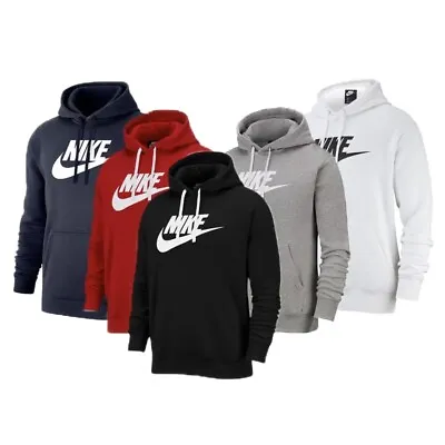 Nike Men's Hoodie NSW Large Logo Club Fleece Active Graphic Pullover Sweatshirt • $46.88