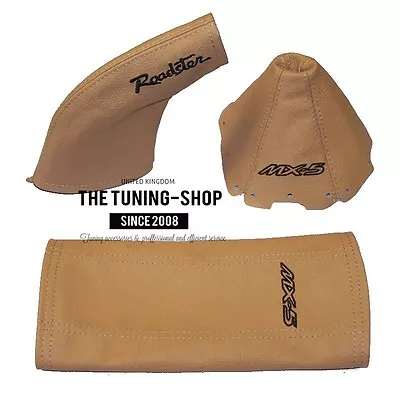 For Mazda Miata Na 89-97 Armrest Cover Shift E Brake Boot Embroidery Tan Leather • $89.99