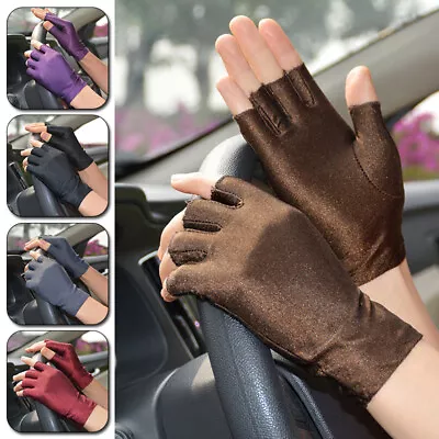 £2.99 • Buy 1Pair Spandex Thin Stretch Gloves Sun Protection Driving Half Finger Gloves
