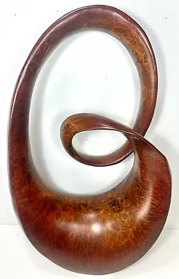 Large Modernistic Abstract Resin Sculpture Rich Wood Tone 23  X 14  • $125