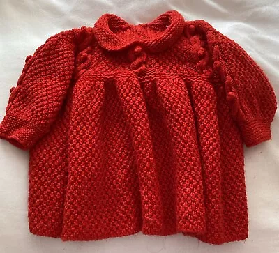 Baby Girl Handmade Knitted Red Dress For Size 3-6 Months  • £3