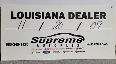 2009 Louisiana Dealer Paper Temp License Plate - Scion / Pontiac - Hammond LA. • $1