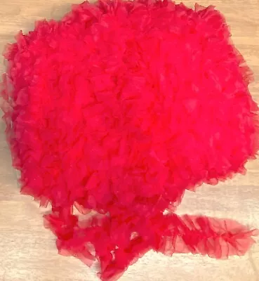 3 Yards Red Chiffon Ruffled Lace Trim Sewing Crafts Costumes Decor Etc • $4.50