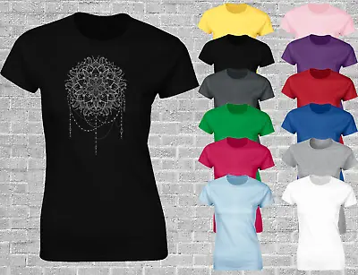 Dreamcatcher Mandala Ladies T Shirt Buddhism Symbolic Yoga Peace Fashion Top • £7.99