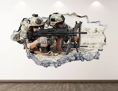 Soldiers Wall Decal Art Decor 3D Smashed Kids War Army Boys Mural Sticker BL18 • $69.95