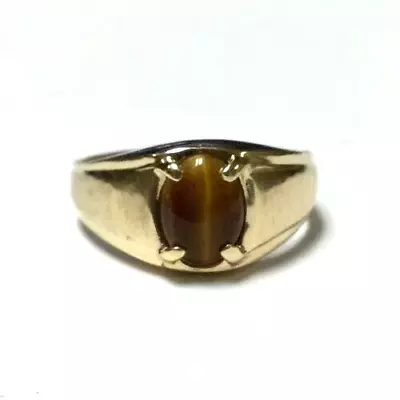 (MA1) Men's 10k Yellow 3.5g Gold Cats Eye Chrysoberyl Ring - Size 8 • $275