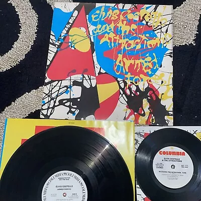 ELVIS COSTELLO & THE ATTRACTIONS White Label PROMO LP + 45 ARMED FORCES LOT VG • $18.99