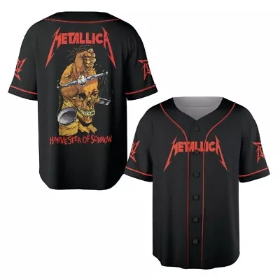 Metallica Music Band PRINTED Baseball Jersey Shirt Size S-5XL (AOP) Gifts Fan • $28.99