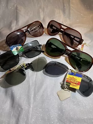 Vintage 1970's Sunglasses And Clip-On Sunglasses Lot Of 6 As Is • $22