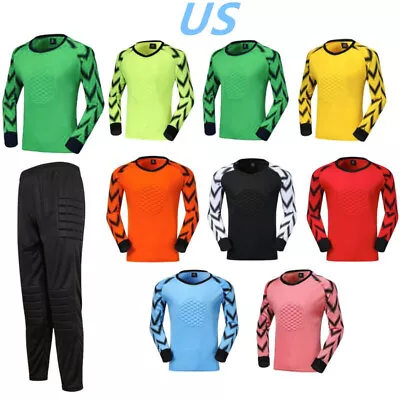 US Mens Sport Suit Football Goalkeeper Uniform Top And Sweatpants Set Tracksuit • $24.81