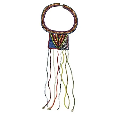 Vintage Large Beaded Collar Maasai Masai Beaded Necklace Statement Piece Dangle • $65