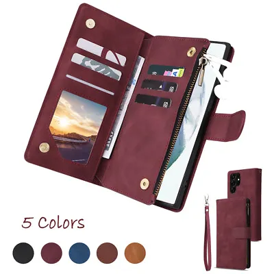 Zip Wallet Leather Flip Case For Samsung Galaxy A14 S24 Ultra S22 S23 A54 A52s • £7.99