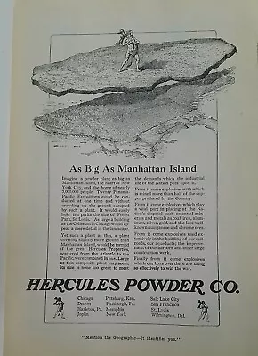 1918 Hercules Gunpowder Company As Big As Manhattan Island Vintage Ad • $9.99