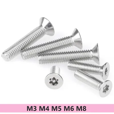 M3-M8 Tamper-Proof Torx Flat Head Screws Countersunk Bolts A2 Stainless Steel • £2.99