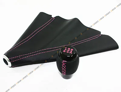 Jdm M10 X 1.5 Black Leather Shift Knob W/ Pink Stitching+ Leather Boot For Honda • $26.95