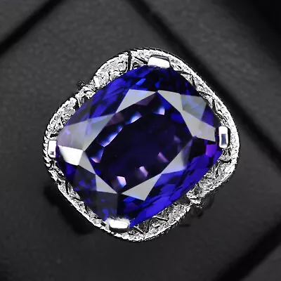 Purple Blue Tanzanite Rare 13.40Ct 925 Sterling Silver Handmade Rings Size 6.25 • $32.99