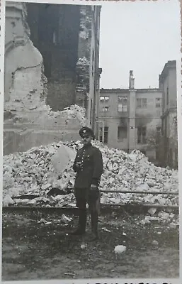 £3.99 • Buy ORIGINAL VINTAGE GERMAN WW2 PHOTOGRAPH Postcard Policeman In Ruins