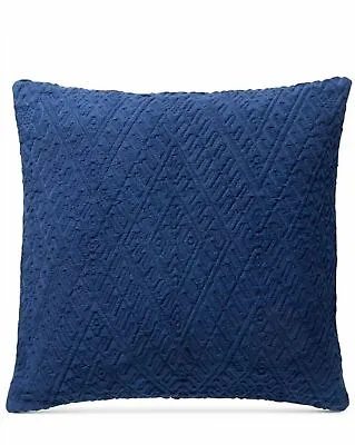 Lucky Brand Home Throw Pillow Diamond Matelasse Navy Blue Cushion 18in X 18in  • $67.19