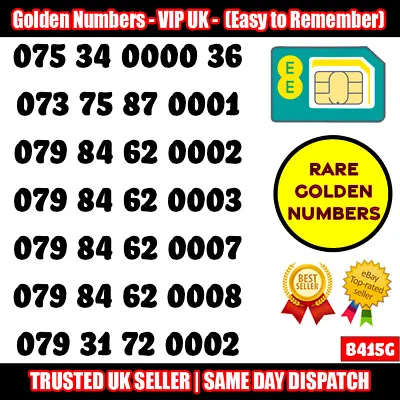 Gold Easy Mobile Number Memorable Platinum Vip Uk Pay As You Go Sim Lot - B415g • £14.95