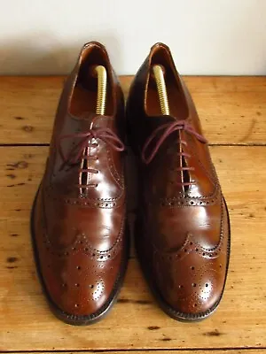Vintage 1970s John White Brogue Style Tan Leather Derby Shoes Size 8 Mod • £24